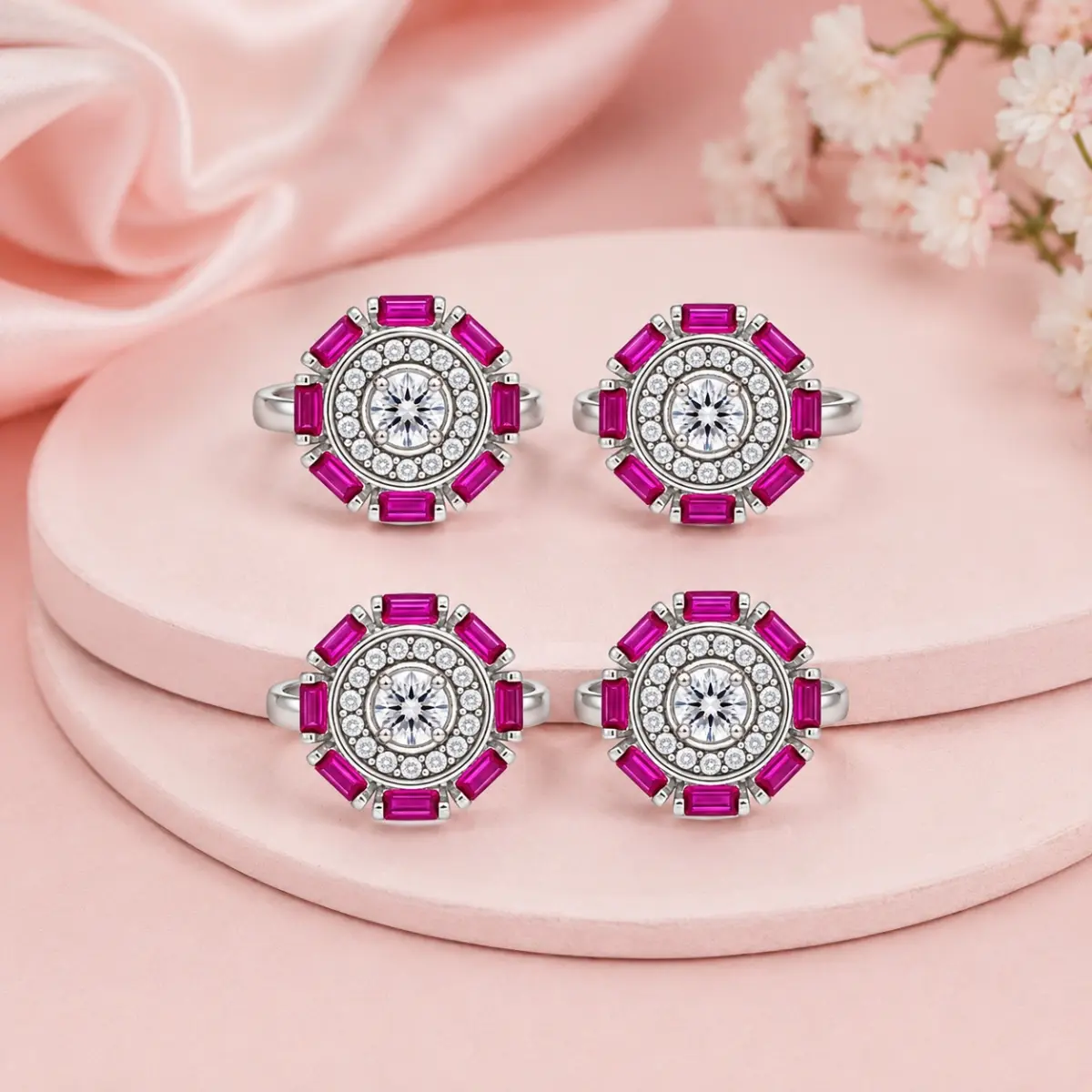 925 Sterling Silver A Toe Ring Pair Of 2 Round Round Floral Inspired Designer Motif For Women